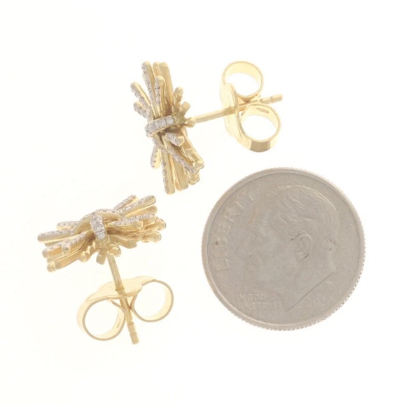 David Yurman Angelika Four Points .25ctw Diamond Earrings Yellow Gold - Picture 6 of 6